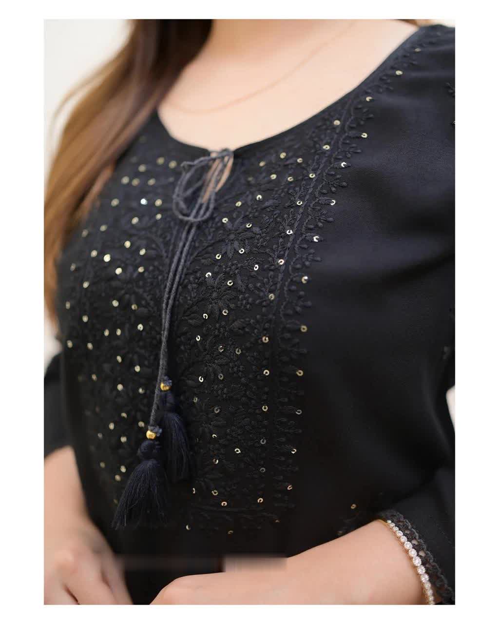 Designer Embroidered Chikankari Kurta With Pant For Women