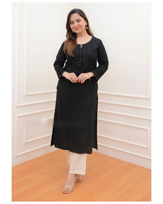 Designer Embroidered Chikankari Kurta With Pant For Women