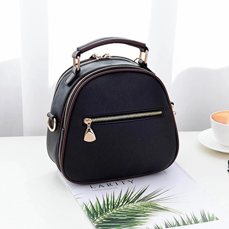 Luxury leather small tote bag for women fashion fur ball pendant designer flag shoulder bag