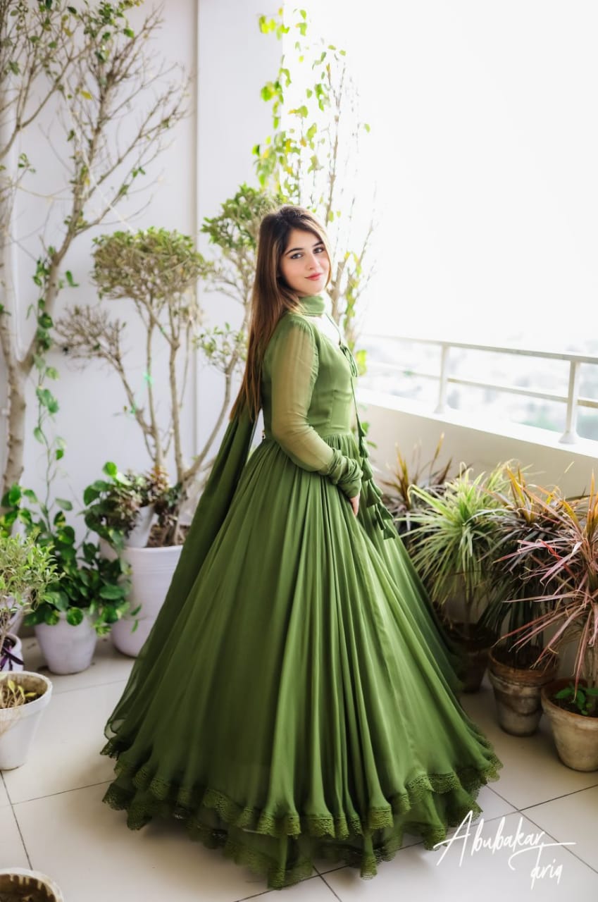 MAXI LONG FLAIR WITH LESS BORDER SET WITH DUPATTA SET