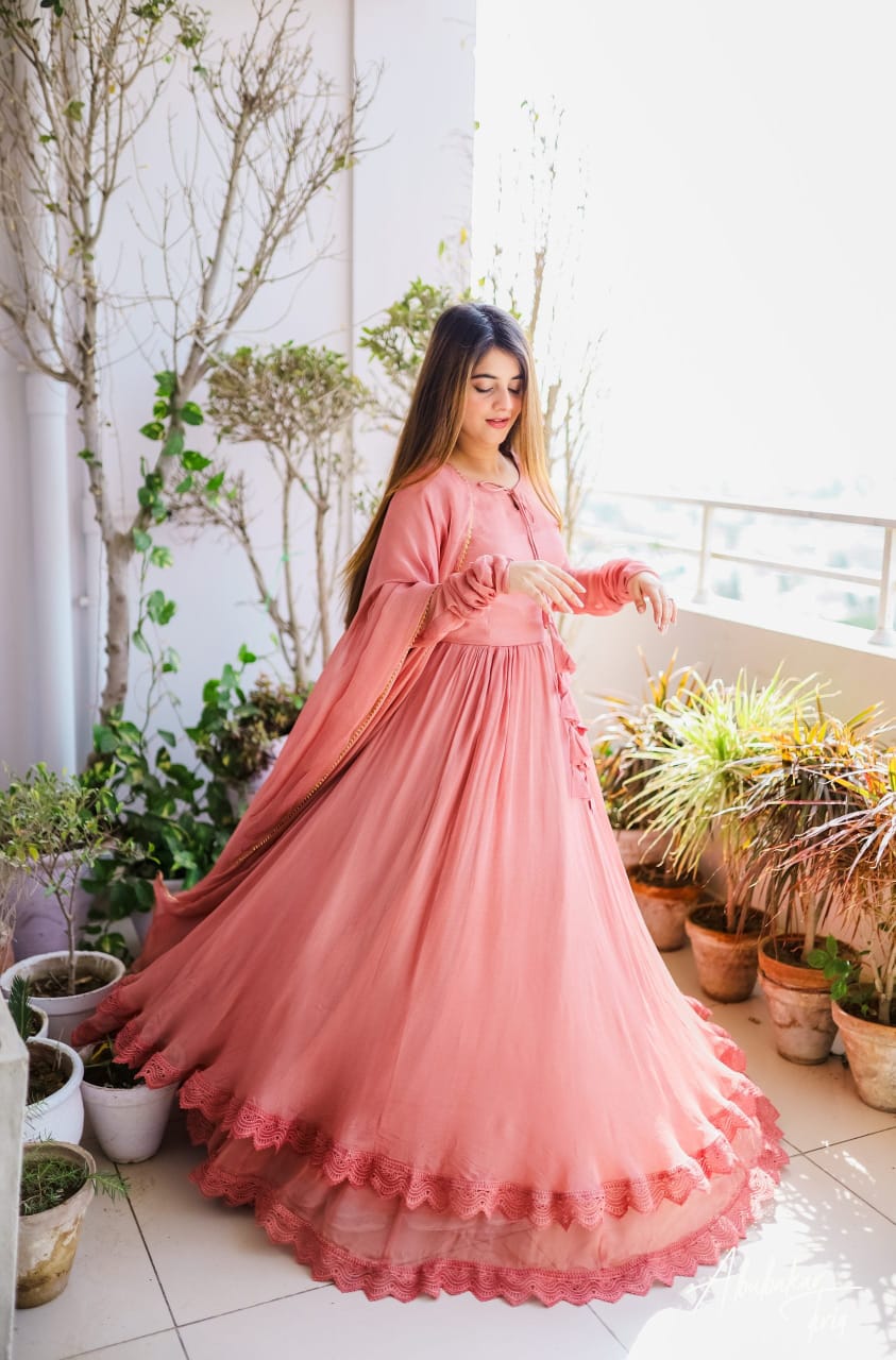MAXI LONG FLAIR WITH LESS BORDER SET WITH DUPATTA SET