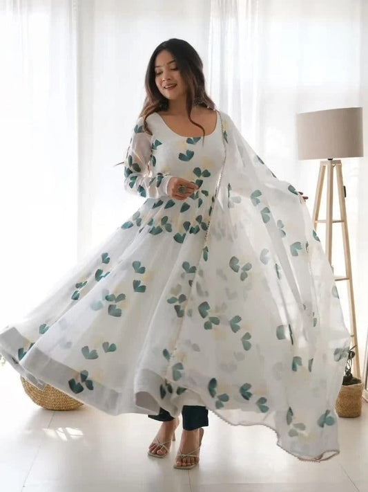Indian Premium Georgette Floral Long Anarkali Kurti with Dupatta set for women