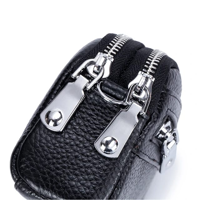 Genuine Leather Women Mini Wallet Doubble Zipper Cute Small Clutch Bag For Women