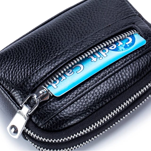 Genuine Leather Women Mini Wallet Doubble Zipper Cute Small Clutch Bag For Women