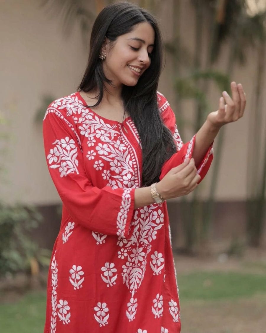 Beautiful Chikankari Rayon Kurta Set For Women