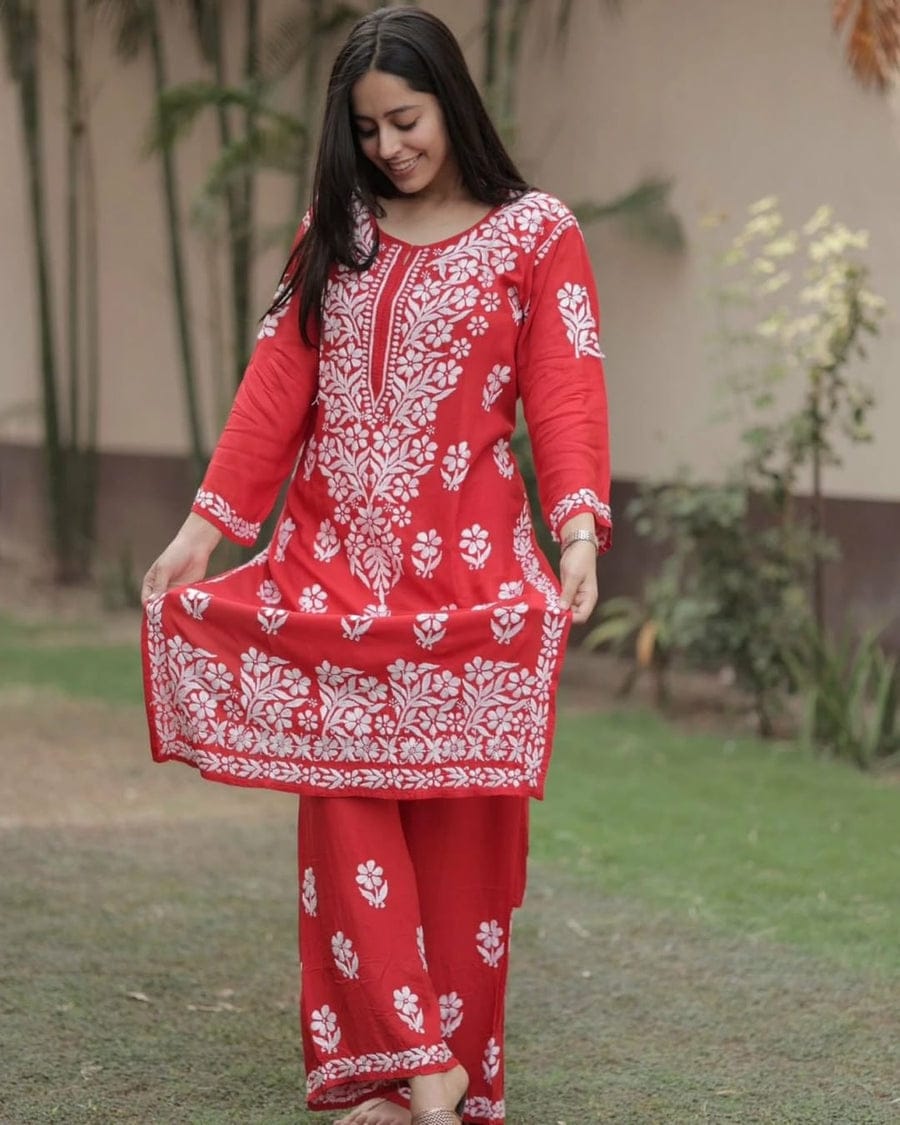 Beautiful Chikankari Rayon Kurta Set For Women
