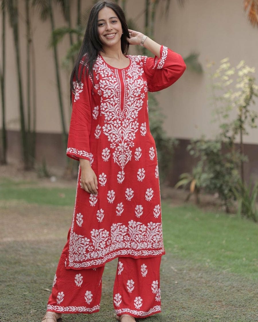 Beautiful Chikankari Rayon Kurta Set For Women
