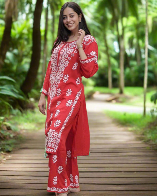 Beautiful Chikankari Rayon Kurta Set For Women