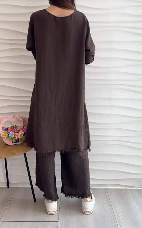 Casual Round Neck Two-piece Suit