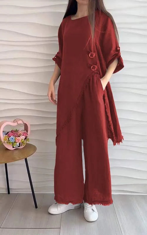 Casual Round Neck Two-piece Suit