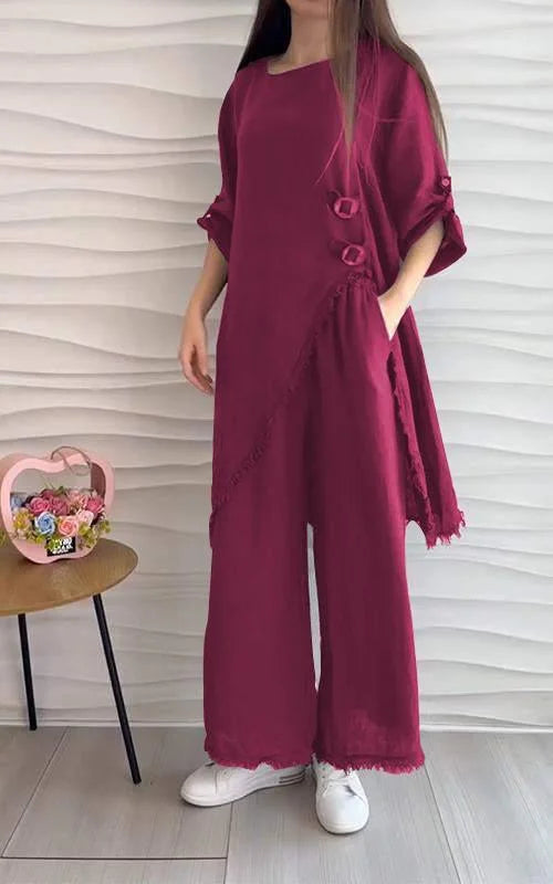 Casual Round Neck Two-piece Suit