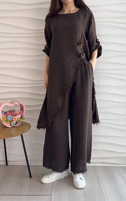 Casual Round Neck Two-piece Suit