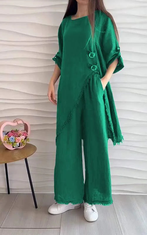 Casual Round Neck Two-piece Suit