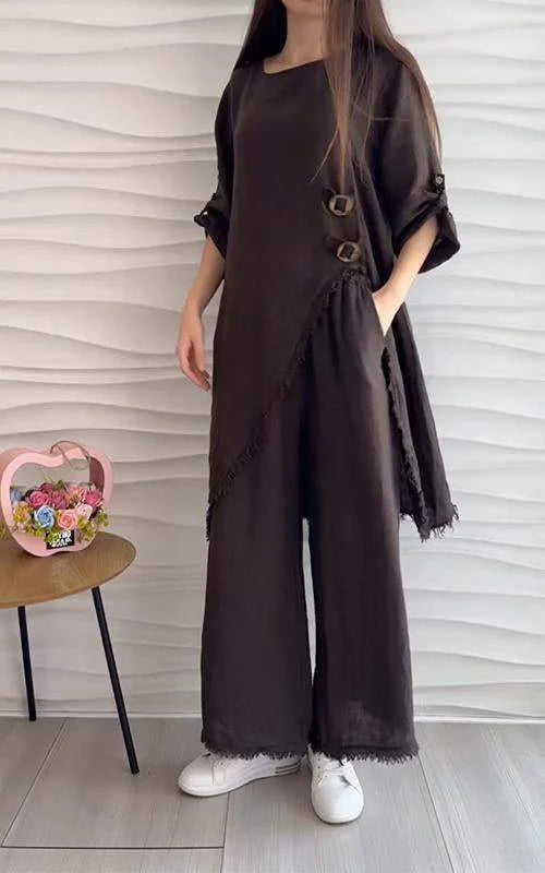 Casual Round Neck Two-piece Suit