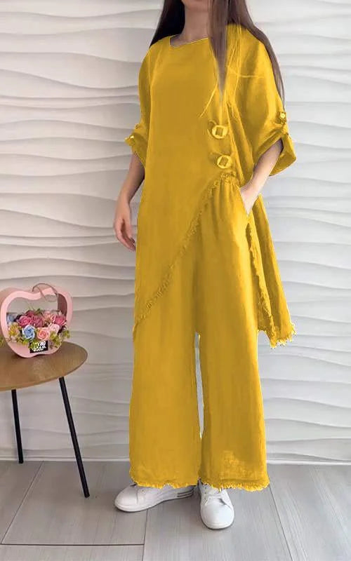 Casual Round Neck Two-piece Suit