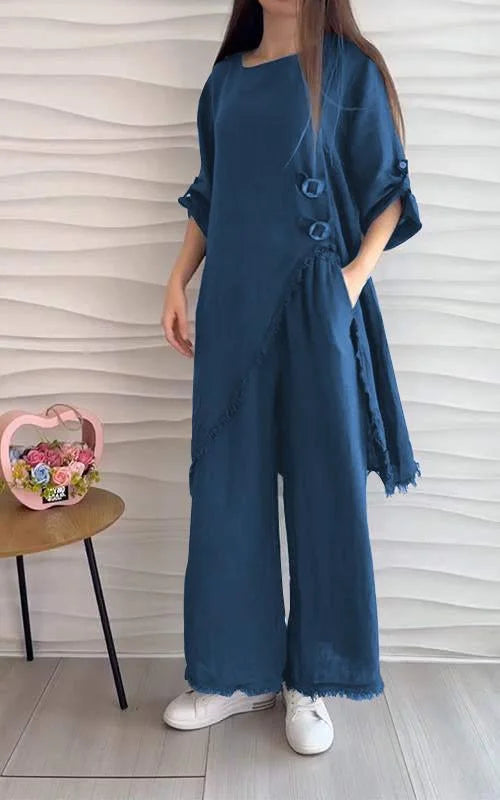 Casual Round Neck Two-piece Suit