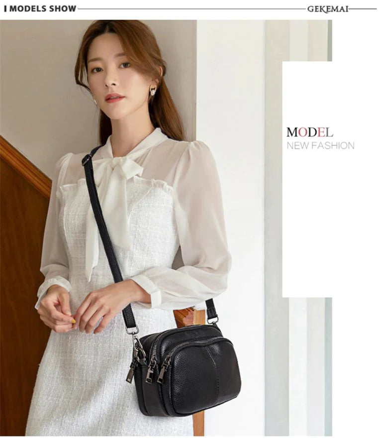 Fashion Solid Color Women’s Bags Casual Women Genuine Vegan Leather Shoulder Bags