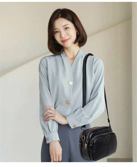 Fashion Solid Color Women’s Bags Casual Women Genuine Vegan Leather Shoulder Bags